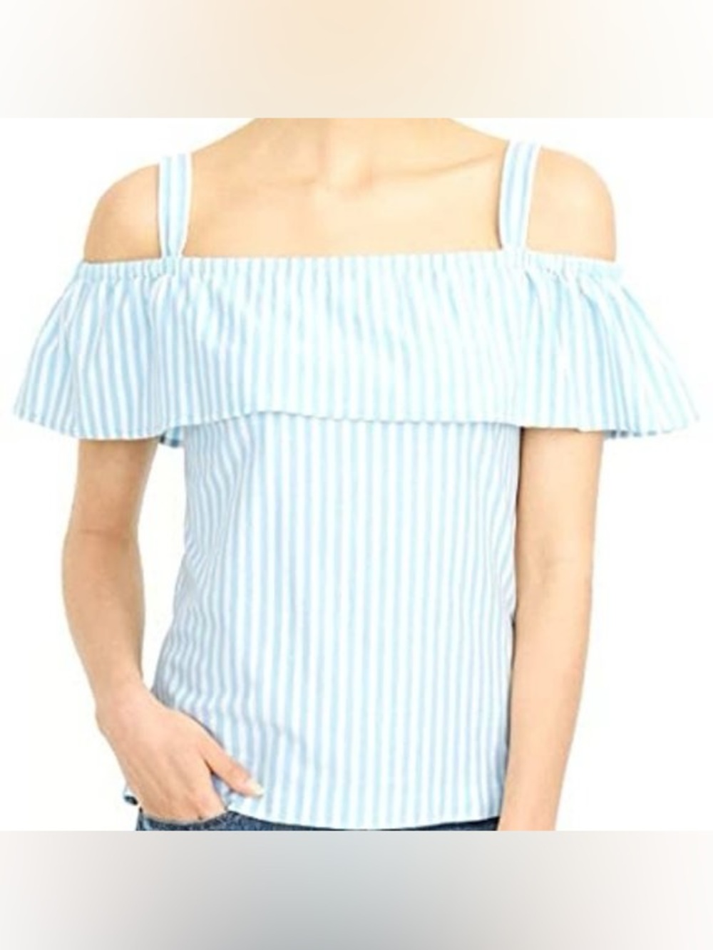 J crew factory striped off the shoulder tank top NWT‎